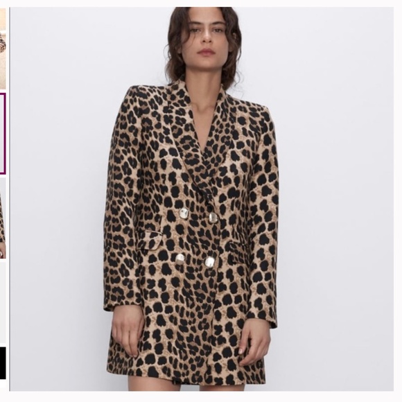 Zara Leopard Print Blazer with Classic Design- Size Small - Picture 1 of 5